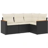 Image de vidaXL Ensemble de salon de jardin 4 pièces avec coussins noir poly rotin