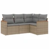 Image de vidaXL Ensemble de salon de jardin 4 pièces avec coussins Beige Poly Rattan