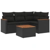 Image de vidaXL Ensemble de salon de jardin 5 pièces avec coussins noir poly rotin