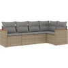 Image de vidaXL Ensemble de salon de jardin 5 pièces avec coussins Beige Poly Rattan