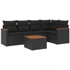 Image de vidaXL Ensemble de salon de jardin 6 pièces avec coussins noir poly rotin