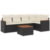 Image de vidaXL Ensemble de salon de jardin 6 pièces avec coussins noir poly rotin