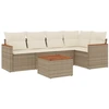 Image de vidaXL Ensemble de salon de jardin 6 pièces avec coussins Beige Poly Rattan