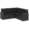 Image de vidaXL Ensemble de salon de jardin 5 pièces avec coussins noir poly rotin