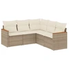 Image de vidaXL Ensemble de salon de jardin 5 pièces avec coussins Beige Poly Rattan