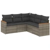 Image de vidaXL Ensemble de salon de jardin 5 pièces avec coussins Gris Poly rotin