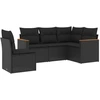 Image de vidaXL Ensemble de salon de jardin 5 pièces avec coussins noir poly rotin