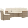 Image de vidaXL Ensemble de salon de jardin 5 pièces avec coussins Beige Poly Rattan