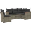 Image de vidaXL Ensemble de salon de jardin 5 pièces avec coussins Gris Poly rotin
