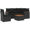 Image de vidaXL Ensemble de salon de jardin 6 pièces avec coussins noir poly rotin