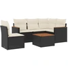 Image de vidaXL Ensemble de salon de jardin 6 pièces avec coussins noir poly rotin