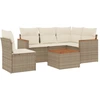 Image de vidaXL Ensemble de salon de jardin 6 pièces avec coussins Beige Poly Rattan