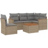 Image de vidaXL Ensemble de salon de jardin 6 pièces avec coussins Beige Poly Rattan