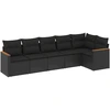 Image de vidaXL Ensemble de salon de jardin 6 pièces avec coussins noir poly rotin