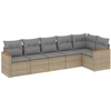 Image de vidaXL Ensemble de salon de jardin 6 pièces avec coussins Beige Poly Rattan