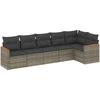 Image de vidaXL Ensemble de salon de jardin 6 pièces avec coussins Gris Poly rotin