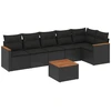 Image de vidaXL Ensemble de salon de jardin 7 pièces avec coussins noir poly rotin