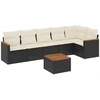 Image de vidaXL Ensemble de salon de jardin 7 pièces avec coussins noir poly rotin