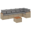Image de vidaXL Ensemble de salon de jardin 7 pièces avec coussins Beige Poly Rattan