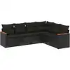 Image de vidaXL Ensemble de salon de jardin 6 pièces avec coussins noir poly rotin
