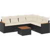 Image de vidaXL Ensemble de salon de jardin 7 pièces avec coussins noir poly rotin