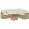 Image de vidaXL Ensemble de salon de jardin 7 pièces avec coussins Beige Poly Rattan