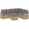 Image de vidaXL Ensemble de salon de jardin 7 pièces avec coussins Beige Poly Rattan
