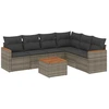 Image de vidaXL Ensemble de salon de jardin 7 pièces avec coussins Gris Poly rotin