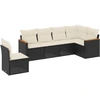 Image de vidaXL Ensemble de salon de jardin 6 pièces avec coussins noir poly rotin