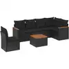 Image de vidaXL Ensemble de salon de jardin 7 pièces avec coussins noir poly rotin