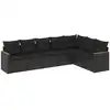 Image de vidaXL Ensemble de salon de jardin 7 pièces avec coussins noir poly rotin
