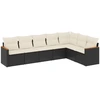 Image de vidaXL Ensemble de salon de jardin 7 pièces avec coussins noir poly rotin