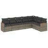Image de vidaXL Ensemble de salon de jardin 7 pièces avec coussins Gris Poly rotin