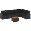 Image de vidaXL Ensemble de jardin canapé 8 pièces avec coussins noir poly rotin