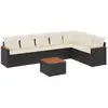 Image de vidaXL Ensemble de jardin canapé 8 pièces avec coussins noir poly rotin