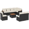 Image de vidaXL Ensemble de salon de jardin 9 pièces avec coussins noir poly rotin