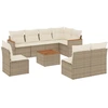 Image de vidaXL Ensemble de salon de jardin 9 pièces avec coussins beige Poly rotin