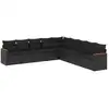 Image de vidaXL Ensemble de salon de jardin 9 pièces avec coussins noir poly rotin