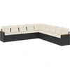 Image de vidaXL Ensemble de salon de jardin 9 pièces avec coussins noir poly rotin