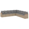 Image de vidaXL Ensemble de salon de jardin 9 pièces avec coussins beige Poly rotin