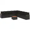Image de vidaXL Ensemble de 10 canapés de jardin avec coussins noir poly rotin