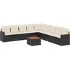 Image de vidaXL Ensemble de 10 canapés de jardin avec coussins noir poly rotin