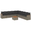 Image de vidaXL Ensemble de salon de jardin 10 pièces avec coussins Gris Poly Rattan