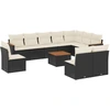 Image de vidaXL Ensemble de salon de jardin 11 pièces avec coussins noir poly rotin