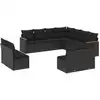Image de vidaXL Ensemble de salon de jardin 11 pièces avec coussins noir poly rotin