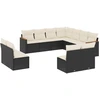 Image de vidaXL Ensemble de salon de jardin 11 pièces avec coussins noir poly rotin