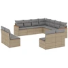 Image de vidaXL Ensemble de salon de jardin 11 pièces avec coussins Beige Poly Rattan
