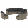 Image de vidaXL Ensemble de salon de jardin 11 pièces avec coussins Gris Poly rotin