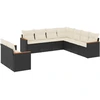 Image de vidaXL Ensemble de salon de jardin 9 pièces avec coussins noir poly rotin