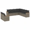 Image de vidaXL Ensemble de salon de jardin 9 pièces avec coussins Gris Poly rotin